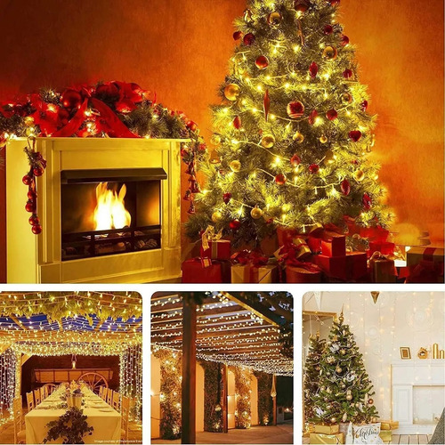 Pisca Luz De Natal 100 Leds 9m Luzes Branco Quente