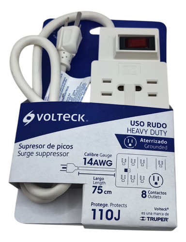 Multicontacto De 8 Entradas, Supresor De Picos Volteck 47187