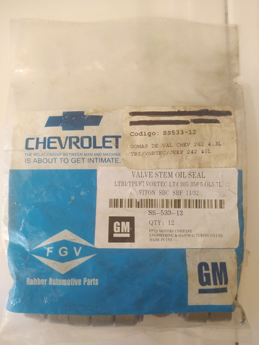 Gomas De Válvulas Chevrolet 262 4.3l Tbi/vortec/jeep 242 40l