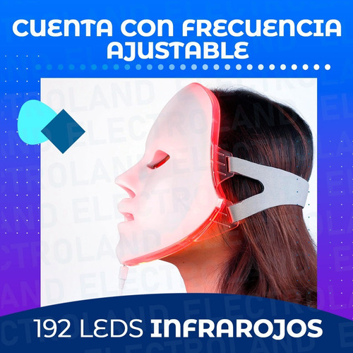 Imagen 5 de 10 de Mascara Led Facial 7 Colores Tratamiento Fototerapia 192 Led