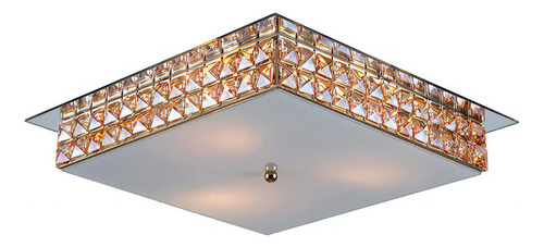 Plafon Quadrado Cristal Legítimo London Espelho 40cm E27