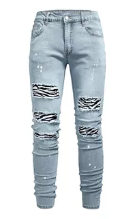 Calças Jeans Masculinas Novas E Apertadas Com Furos Quebrado