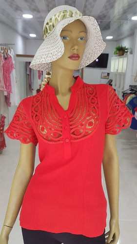 Blusa Oliva Roja Bordados Cartago Edis