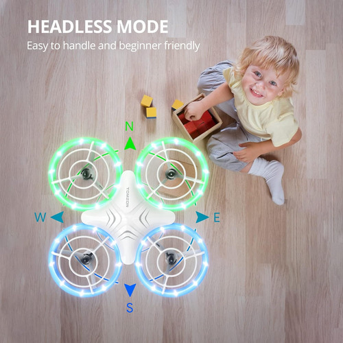 Tomzon A34 Drone Para Niños Con Luces Led Verdes Y Azules...