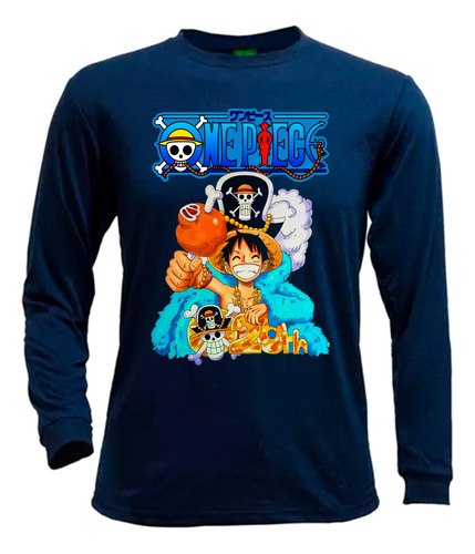 Remera Manga Larga Adulto One Piece Luffy Anime  4 Diseños