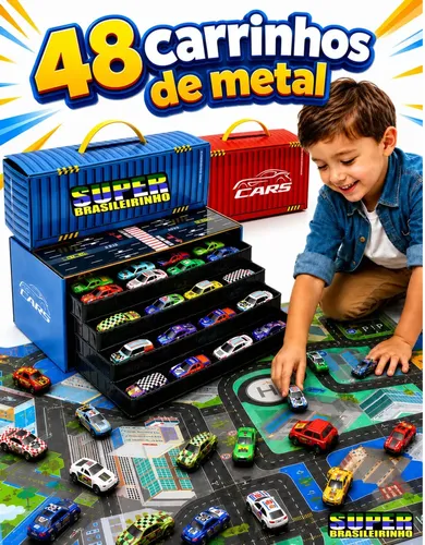 Maleta 48 Carrinhos com Tapete Pista 40x60