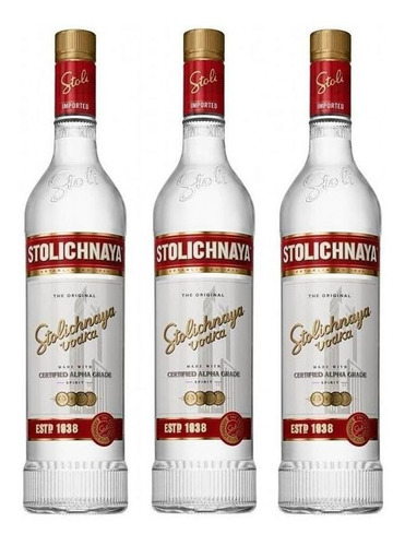 Vodka Stolichnaya 1L Kit 3 Unidades