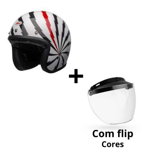 Capacete Bell Custom 500 Vertigo Branco Preto Vermelho 58