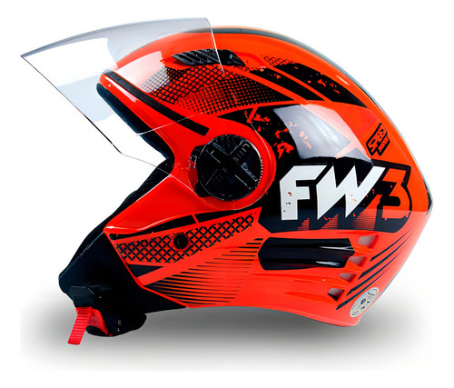 Casco Fw3 para Moto X Open Speed, talla 60, naranja X, diseño Open Speed con visera de cristal transparente