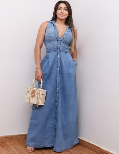 Imagem 2 de 4 de Vestido Jeans Longo Valeska 400778