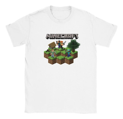 Polera Unisex Infantil Minecraft Game Islas Algodo Estampado