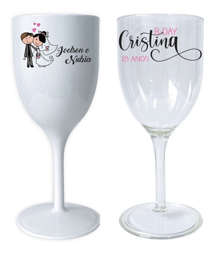 10 Taças Personalizadas Vinho E Bebidas 400ml Imp. Colorida