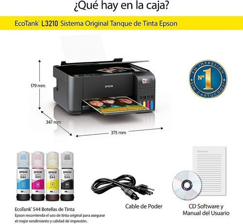 Impresora Epson Ecotank L3210, Multifuncional Conexión Usb