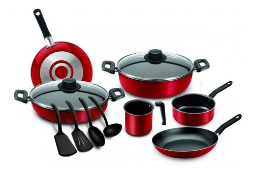 Batería De Cocina Ekco Classic Roja 12pzas C/antiadherente  