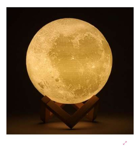 Veladora Luna Lampara Led Rgb Luz 13 Cm. Control Remoto Estructura Marrón