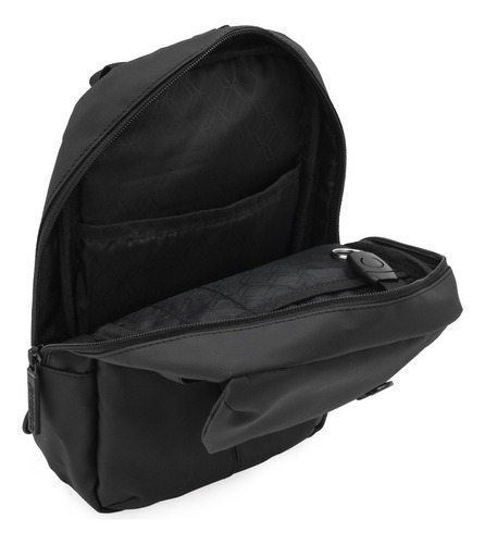 Mochila Cruzada Crossover Faye Color Negro Diseño De La Tela Lisa