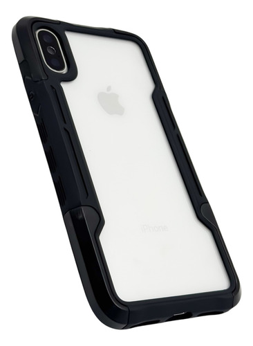 Funda Para iPhone X / Xs Transparente De Uso Rudo Bordes Reforzados Color Negro