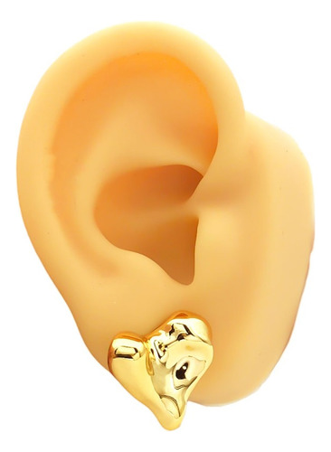 Dorado Par Aro Corazon Hundido Inflado Fantasia Fina C:10592