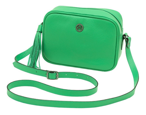 Bolsa Feminina Couro Legítimo Transversal Mariart Titânio Cor Green