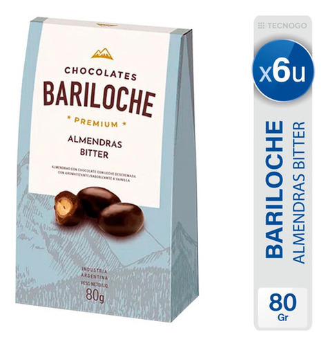 Almendras Bitter Premium Con Chocolate Bariloche X6