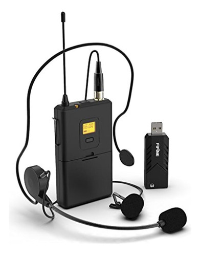 Fifine Wireless Microphone Para Pc Y Mac Lavalier Clipon Mic Color K031b-lapel Mic
