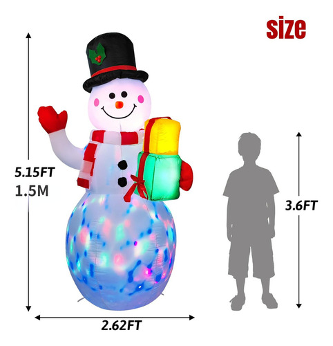 Decoración De Exterior Con Muñeco De Nieve Inflable Navideño