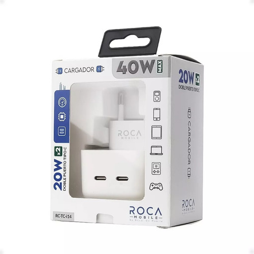 Cargador Rápido Roca 20w+20w 2 Usb Tipo C Sin Cable - Tcs