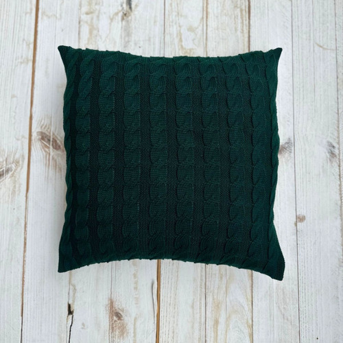 Capa De Almofada Tricot 45x45 Tricô Sofá Sala Decorativa Cor Verde-musgo Trança