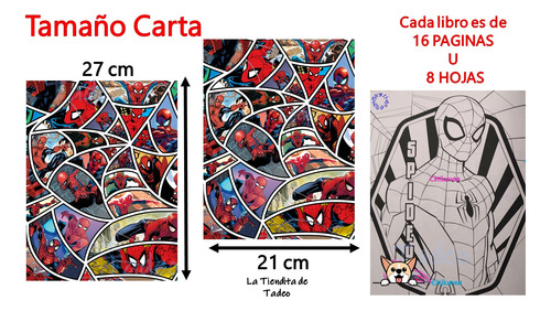 15 Libro Colorear Spiderman Tamaño Carta 16 Pag Recuerdo ^-^