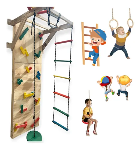 Juego Pared Escalador Niños 4 en 1 Madera Resistente