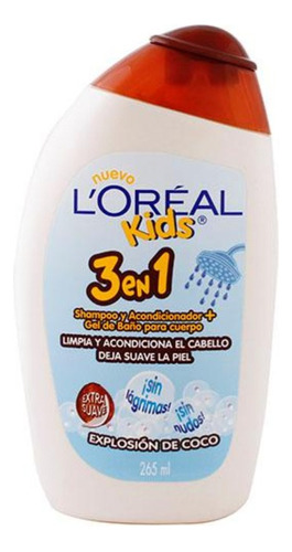 2 Pzs Loreal Kids Shampoo 3 En 1 Coco 265ml
