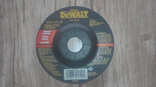 Disco Debaste Metal Dewalt 4-1/2 X1/4 X7/8 Dw44540