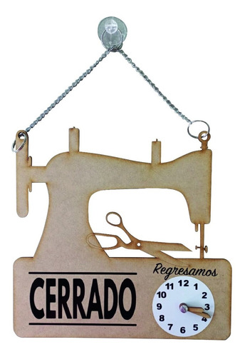 Letrero Abierto Cerrado Reloj Máquina Coser Sastrería Señal