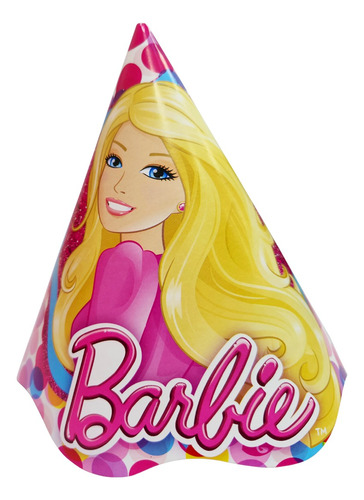 Pack X8 Bonetes Barbie Cumpleaños - Ciudad Cotillón