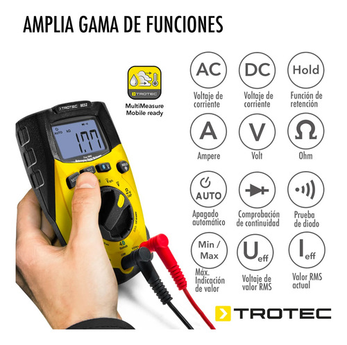 Multimetro Digital Bluetooth Be52 Trotec 12 Mediciones