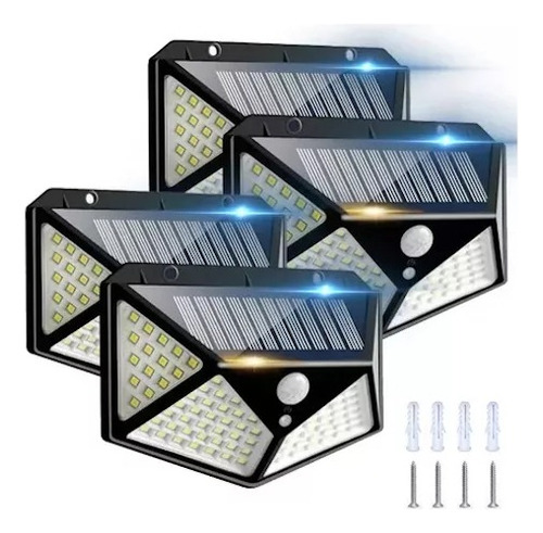 4 Luces Impermeables Solares 100led Para Exteriores