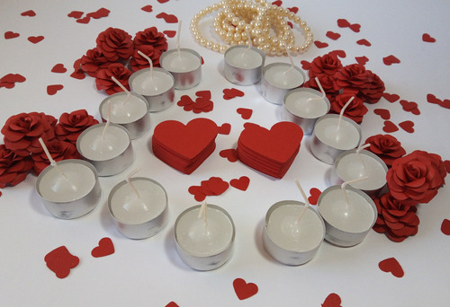 Kit Decoração Quarto Casal Romântico-corações+flor+14 Velas | Parcelamento  sem juros