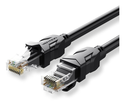 Cable de red Vention Cat6 Certificado - 1 metro - Premium Patch cord - Blindado Reforzado - UTP Rj45 Ethernet 1000 MBPS - 250 Mhz - cobre - Pc - Notebook - servidores - Negro - IBBBF