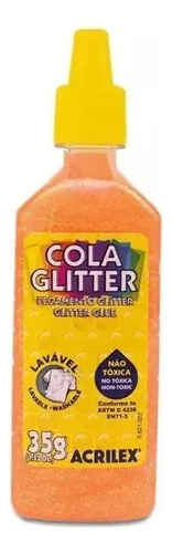 Cola Glitter Lavável Não Tóxica 35g Cores Acrilex Kit 06 Un Cor Sortidas