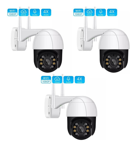 Imagen 1 de 4 de Kit 3 Camaras Wifi Exterior Inalambrica Seguridad Ip Full Hd