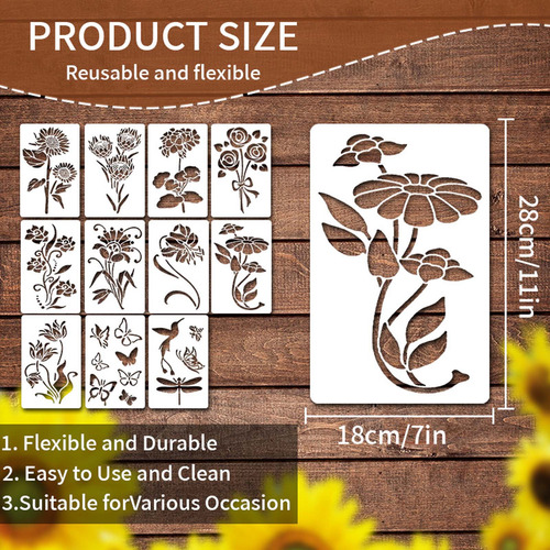 Plantillas De Flores Grandes Para Decoración Exterior M, Par