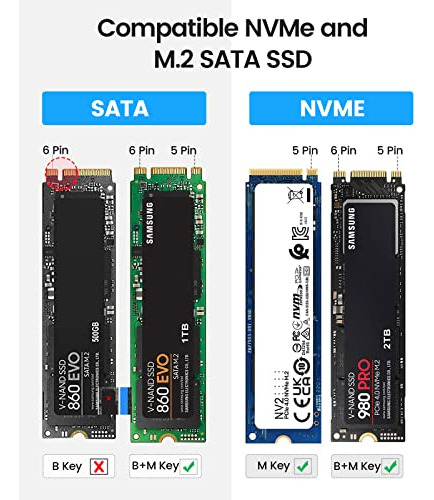 Adaptador De Carcasa Orico M.2 Nvme Sata Ssd Sin Herramienta
