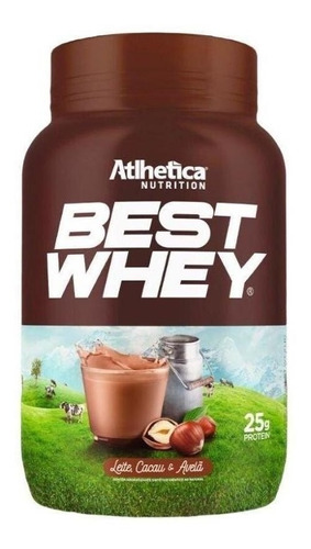 Suplemento em pó Atlhetica Nutrition  Best Whey Best Whey proteínas Best Whey sabor  leite e cacau e avela em pote de 900g
