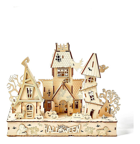 Bennama 3d Wooden Puzzles Halloween House Kits Incluye Tira 