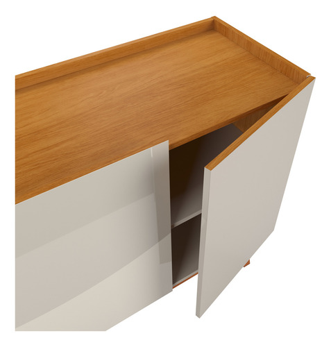 Aparador Buffet Decorativo Mallorca Moderno 4 Portas Off White Com Nature - Minha Loja De Móveis