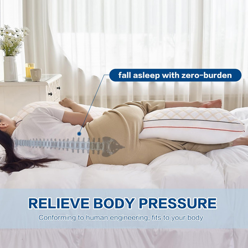 Almohada Corporal Larga Viscoelástica Altura Ajustable Azul