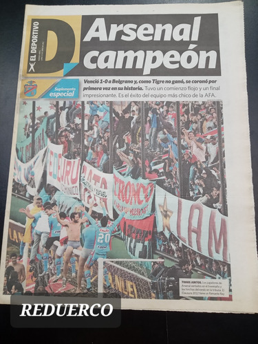 Suplemento Deportivo Clarín  Arsenal Campeón Junio 2012