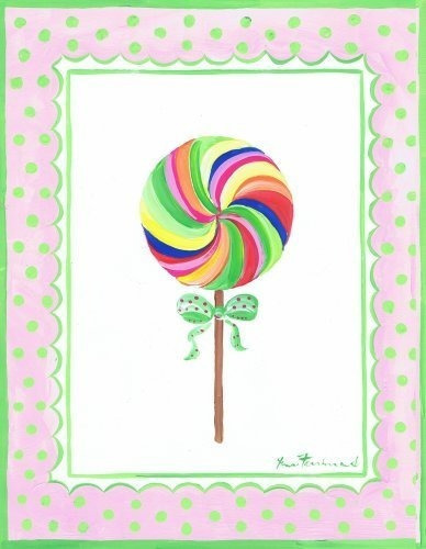 The Kids Room De Stupell Rainbow Lollipop Con Green Bow Rect