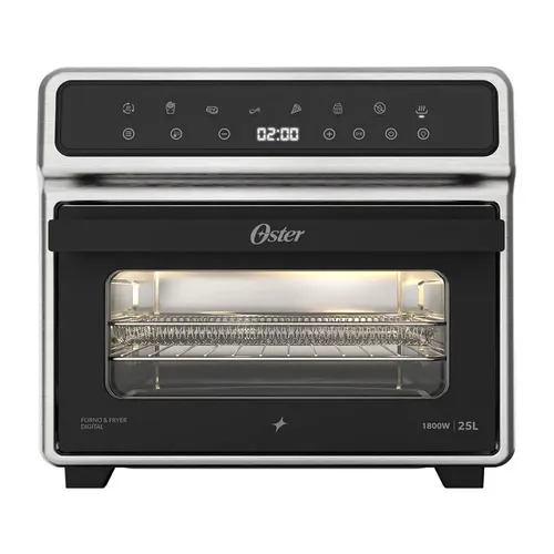 Fritadeira Air Fryer e Forno Oster 8 em 1 25L Digital Inox OFOR270
