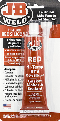 Sellador De Silicona Rojo Altas Temperaturas 85g J-b Weld